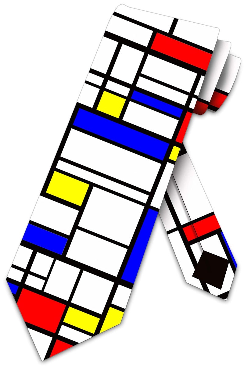 Three Rooker Art Ties Mens Abstract Piet Mondrian Necktie - Image 1